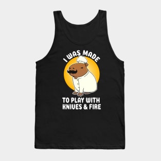 I was made to play with Knives and Fire Capybara Chef Cartoon Tank Top